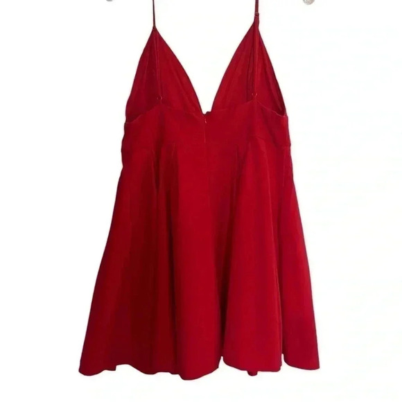Lulus Red V-Neck Spaghetti Strap Skater Dress | Fit & Flare Party Dress L - Picture 7 of 13